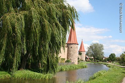 Stadtgraben mit Stadtmauer (Merkendorf, Fränkisches Seenland)